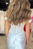 Load image into Gallery viewer, White Off the Shoulder Detachable Cape Satin Mermaid Long Prom Dress with Slit
