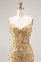 Load image into Gallery viewer, Sparkly Champagne Beaded Long Corset Prom Dress with Slit