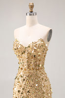 Load image into Gallery viewer, Sparkly Champagne Beaded Long Corset Prom Dress with Slit