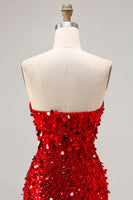Load image into Gallery viewer, Sparkly Red Mermaid Beaded Long Corset Prom Dress with Slit