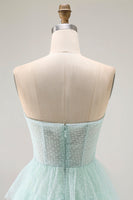 Load image into Gallery viewer, Light Green Tiered Maxi Sweetheart Prom Dress with Slit