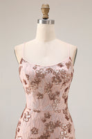 Load image into Gallery viewer, Sparkly Burgundy Mermaid Floral Sequins Long Prom Dress with Beading