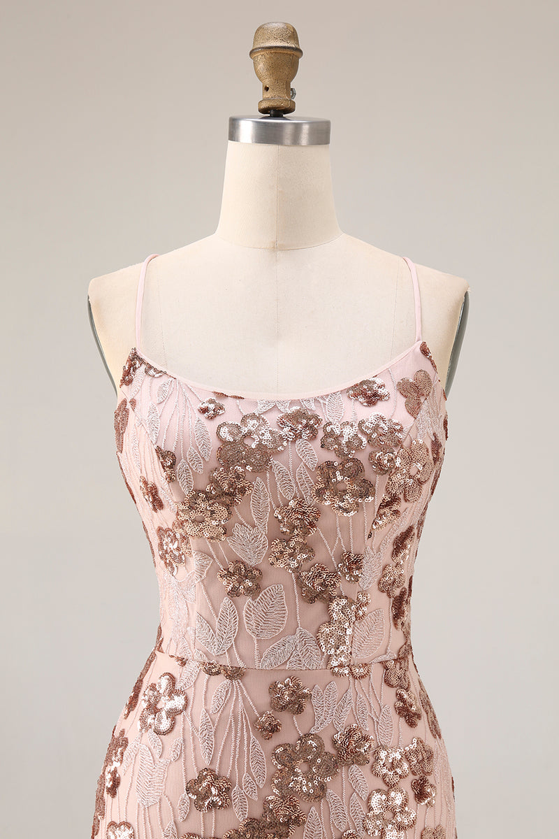 Load image into Gallery viewer, Sparkly Burgundy Mermaid Floral Sequins Long Prom Dress with Beading