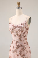 Load image into Gallery viewer, Sparkly Burgundy Mermaid Floral Sequins Long Prom Dress with Beading