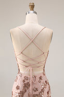 Load image into Gallery viewer, Sparkly Burgundy Mermaid Floral Sequins Long Prom Dress with Beading