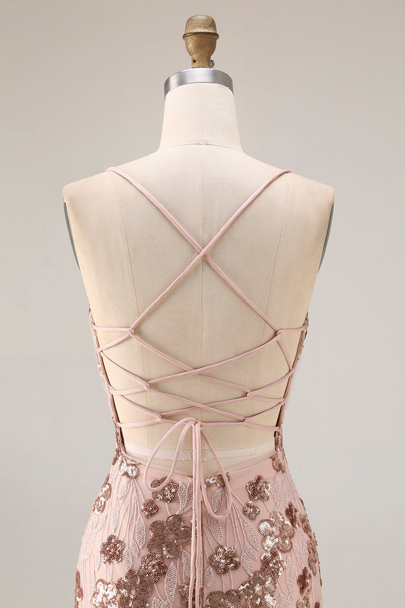 Load image into Gallery viewer, Sparkly Burgundy Mermaid Floral Sequins Long Prom Dress with Beading