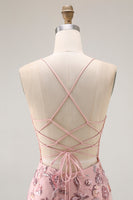 Load image into Gallery viewer, Sparkly Blush Mermaid Floral Long Corset Prom Dress