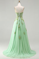 Load image into Gallery viewer, Sparkly Pink A-Line Floral Long Corset Prom Dress with Beading