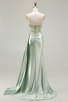 Load image into Gallery viewer, Sparkly Pink Floral Mermaid Satin Long Corset Prom Dress with Sequin