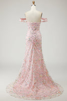 Load image into Gallery viewer, Blush Mermaid Floral Long Prom Dress with Embroidery