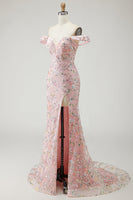 Load image into Gallery viewer, Blush Mermaid Floral Long Prom Dress with Embroidery