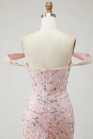 Load image into Gallery viewer, Blush Mermaid Floral Long Prom Dress with Embroidery