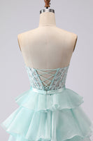 Load image into Gallery viewer, Pink Sweetheart A Line Corset Ruffled Long Prom Dress with Slit