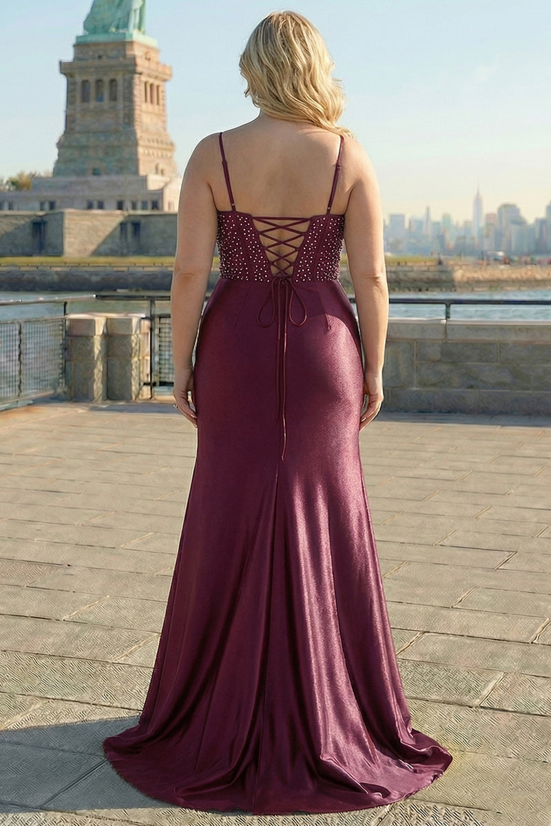 Load image into Gallery viewer, Navy Satin Appliqued Mermaid Long Corset Prom Dress with Slit