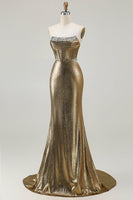 Load image into Gallery viewer, Sparkly Fuchsia Mermaid Beaded Long Corset Prom Dress