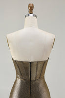 Load image into Gallery viewer, Sparkly Dark Golden Mermaid Beaded Corset Long Prom Dress