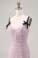 Load image into Gallery viewer, Sparkly Lilac Sequins Mermaid Long Prom Dress with Slit