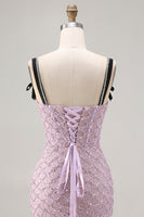 Load image into Gallery viewer, Sparkly Lilac Sequins Mermaid Long Prom Dress with Slit
