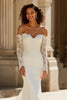 Load image into Gallery viewer, Ivory Mermaid Sweep Train Long Sleeves Wedding Dress