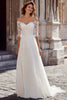 Load image into Gallery viewer, White Chiffon A-Line Off the Shoulder Wedding Dress with Sleeves