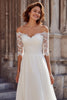 Load image into Gallery viewer, White Chiffon A-Line Off the Shoulder Wedding Dress with Sleeves