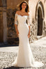 Load image into Gallery viewer, Sparkly White Chiffon Sweep Train Mermaid Wedding Dress with Sleeves