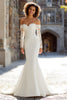 Load image into Gallery viewer, White Satin Long Sleeves Mermaid Wedding Dress with Lace