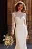Load image into Gallery viewer, Ivory Chiffon High Neck Vintage Mermaid Wedding Dress with Sleeves