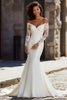 Load image into Gallery viewer, White Mermaid Off the Shoulder Satin Sweep Train Wedding Dress