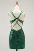 Load image into Gallery viewer, Sparkly Dark Green Sequins Tight Short Corset Prom Dress