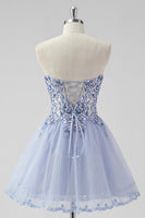 Load image into Gallery viewer, Sparkly Lavender Strapless Short Corset Prom Dress