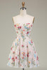 Load image into Gallery viewer, Floral Ivory A Line Short Corset Prom Dress