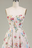 Load image into Gallery viewer, Floral Ivory A Line Short Corset Prom Dress