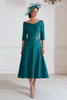 Load image into Gallery viewer, Sparkly A Line Peacock Green Midi Mother of the Bride Dress with Beading