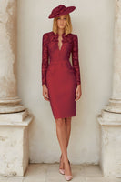 Load image into Gallery viewer, Blush Pink Midi Bodycon Mother of the Bride Dress with Lace