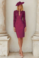 Load image into Gallery viewer, Blush Pink Midi Bodycon Mother of the Bride Dress with Lace