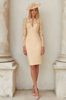 Load image into Gallery viewer, Blush Pink Midi Bodycon Mother of the Bride Dress with Lace