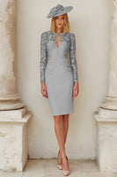 Load image into Gallery viewer, Blush Pink Midi Bodycon Mother of the Bride Dress with Lace