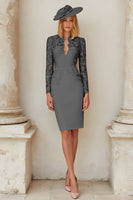 Load image into Gallery viewer, Blush Pink Midi Bodycon Mother of the Bride Dress with Lace