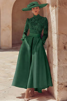 Load image into Gallery viewer, Candy Pink A Line High Neck Long Mother of the Bride Dress with Lace