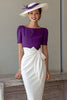 Load image into Gallery viewer, Grape Boat Neck Pencil Midi Mother of the Bride Dress with Bow