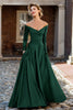 Load image into Gallery viewer, Plum A Line Off the Shoulder Long Mother of the Bride Dress with Sleeves