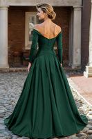 Load image into Gallery viewer, Plum A Line Off the Shoulder Long Mother of the Bride Dress with Sleeves