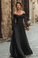 Load image into Gallery viewer, Cabernet Chiffon A Line Long Mother of the Bride Dress with Lace