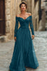 Load image into Gallery viewer, Cabernet Chiffon A Line Long Mother of the Bride Dress with Sleeves