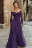 Load image into Gallery viewer, Black A Line Maxi Chiffon Mother of the Bride Dress with Sleeves