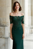 Load image into Gallery viewer, Pine Green Mermaid Off the Shoulder Long Mother of the Bride Dress with Appliques