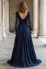 Load image into Gallery viewer, Navy Chiffon V-Neck A-Line Long Mother of the Bride Dress with Lace