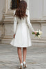Load image into Gallery viewer, Sparkly Ivory Satin A Line Short Wedding Dress with Sleeves