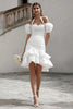 Load image into Gallery viewer, Ivory Tiered Bodycon Short Bridal Shower Dress with Ruffles